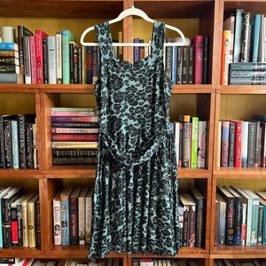 Effie’s Heart Teal and Black Floral Sleeveless Dress